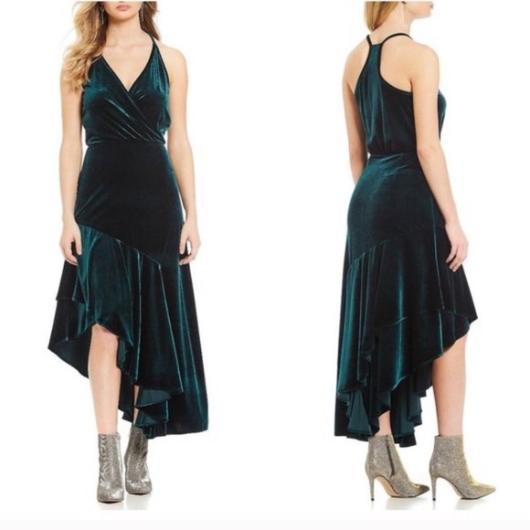 gianni bini green velvet dress